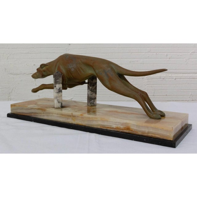 1930s French Art Deco Marble Spelter Greyhound, 1930s For Sale - Image 5 of 10