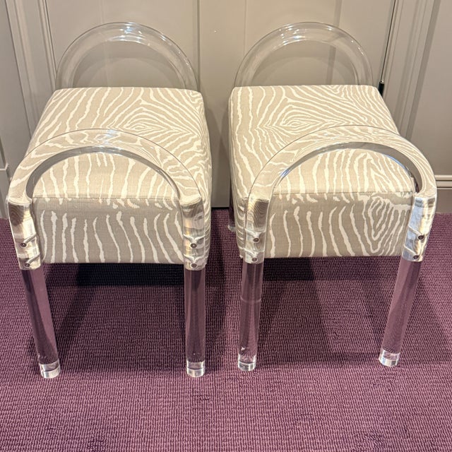 2020s Pair Gibbs Acrylic Benches For Sale - Image 5 of 8