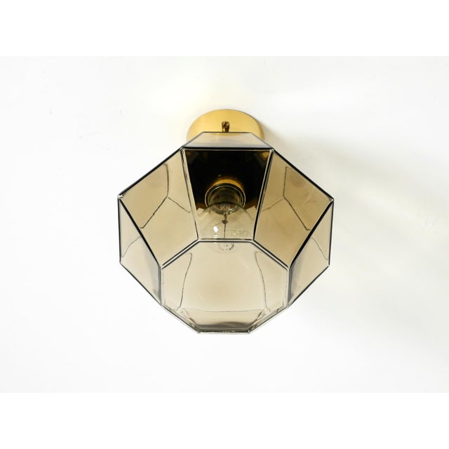 Metal Vintage Smoked Glass Ceiling Lamp in Octagonal Shape from Limburg, 1970s For Sale - Image 7 of 18