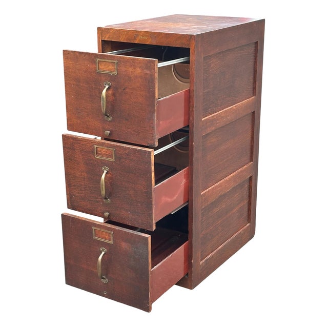 With our compliments Bay Colony Antiques proudly offers this excellent antique oak file cabinet. We are always in pursuit...
