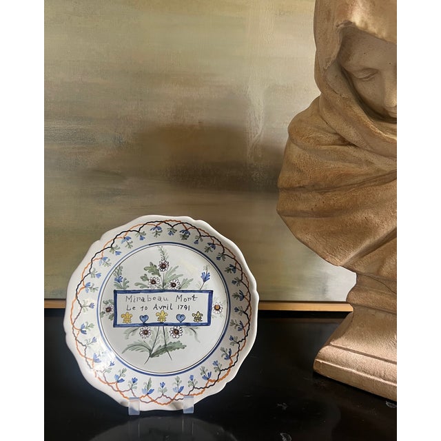 French 19th Century Hand Painted French Faience Commemoration Plate For Sale - Image 3 of 9