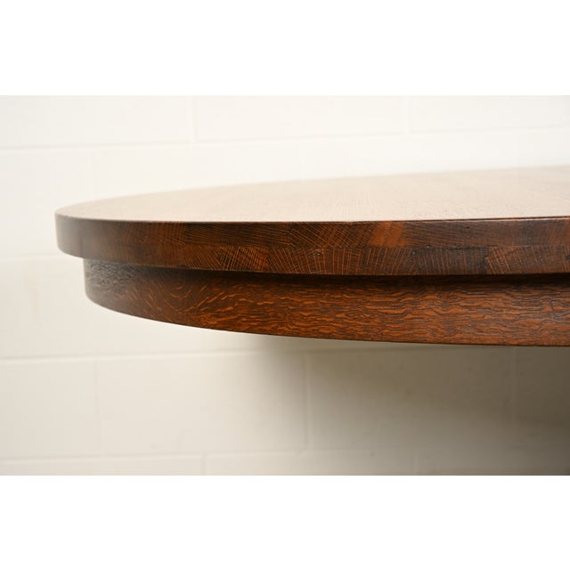 Late 19th Century R. J. Horner Style Antique Victorian Carved Oak Split Pedestal Extension Dining Table With Lion Paw Feet | Newly Refinished For Sale - Image 5 of 14