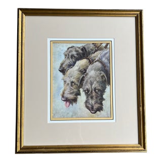 1930s Vintage Three Irish Wolfhounds by Nina Scott Langley Dogs, Framed For Sale