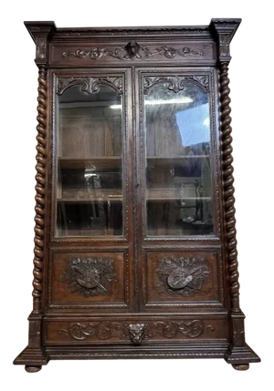Renaissance Style Hunting Lodge Library in Carved Oak, 1850