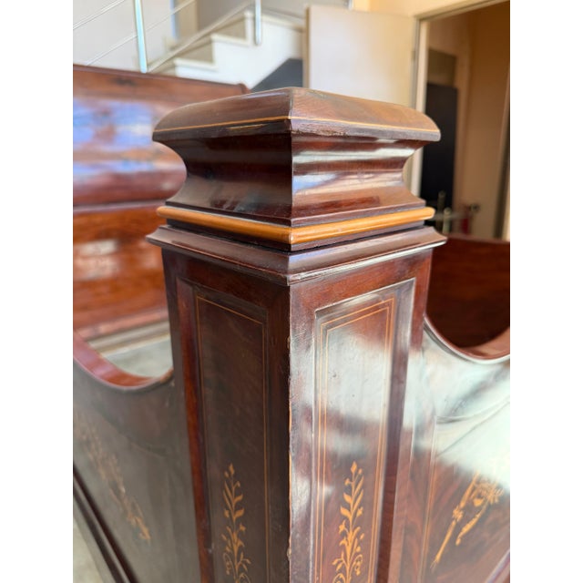 19th Century Italian Carved Inlaid Mahogany Burl Full Bed For Sale - Image 11 of 18