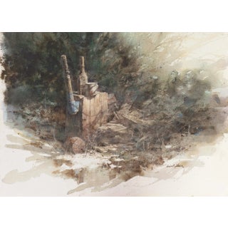 'The Splitting Log' by Brian Johnson, American Watercolor For Sale