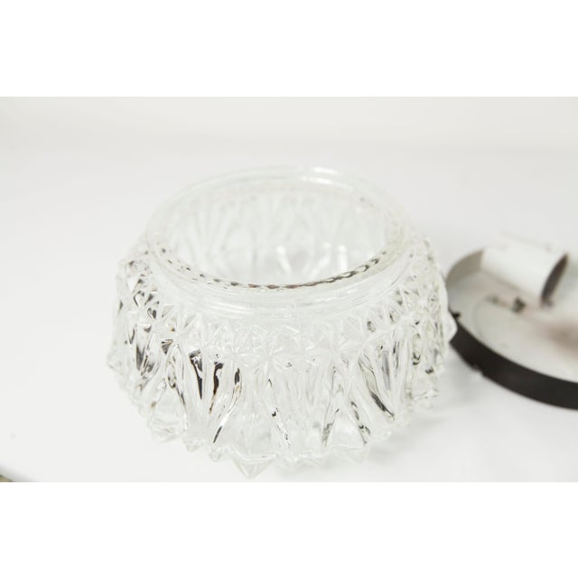 Black Vintage Round Floral Glass Ceiling Light, 1960s For Sale - Image 8 of 18