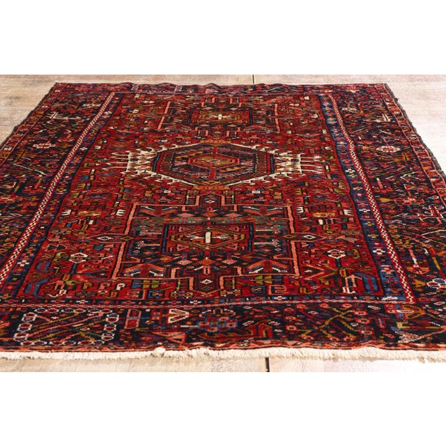 Vintage Persian Karaja Heriz Rug, 04'07 X 06'04 For Sale - Image 9 of 10