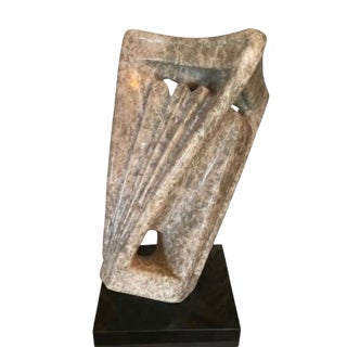 1990s Marble Sculpture With Minimalist Details on Base For Sale