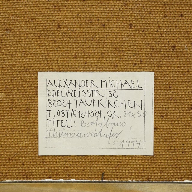 Oil Painting by Alexander Michael - Boathouse on the Shore of Lake Chiemsee For Sale - Image 6 of 7