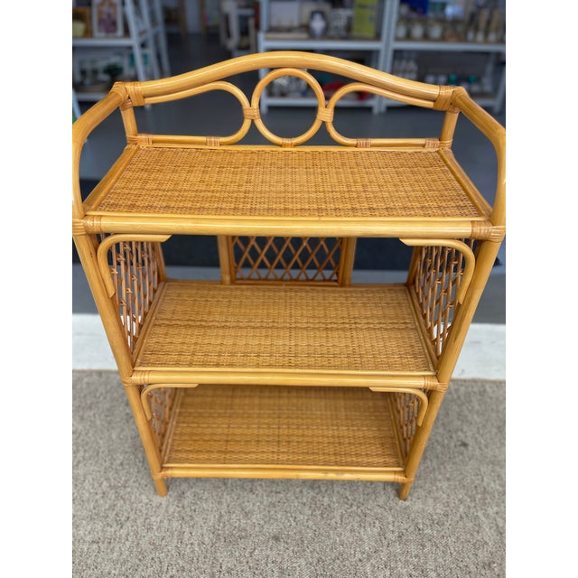 1970s Vintage Likely Rattan and Wicker Shelf With Diamond Lattice Sides ...