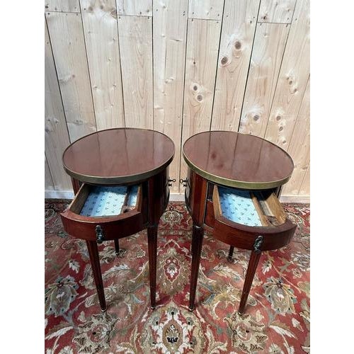 Louis XVI Style Oval Bedside Tables, Set of 2 For Sale - Image 6 of 10