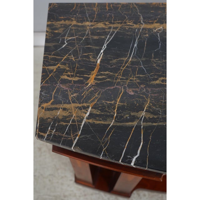 Wood Henredon Inlaid Mahogany Marble Top Console Sideboard For Sale - Image 7 of 18