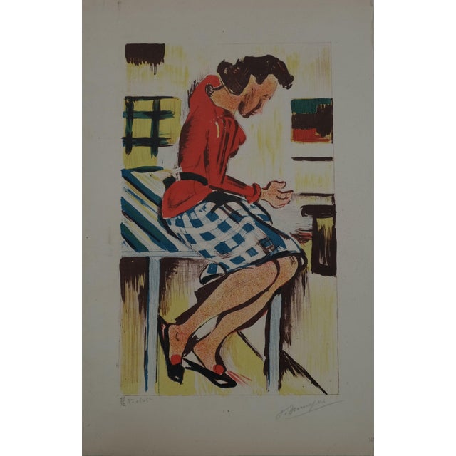 François Desnoyer, La femme au comptoir, Etching For Sale