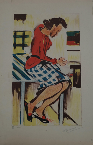 François Desnoyer, La femme au comptoir, Etching