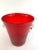 Vintage Murano-Style Ruby Red Art Glass Ice Bucket With Clear Scroll Handles For Sale - Image 4 of 12