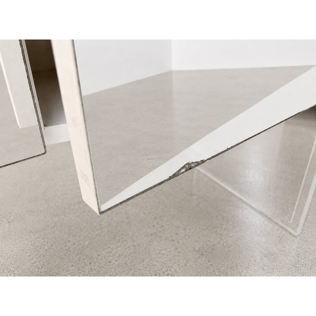Vintage Mirrored White Laminate & Lucite Credenza For Sale - Image 13 of 14