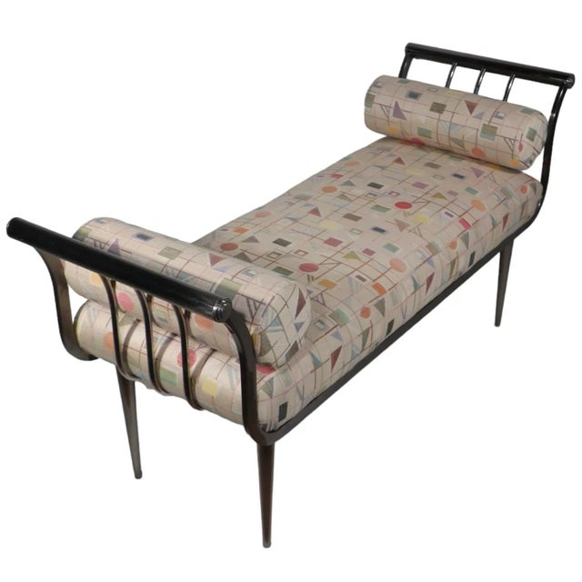 Post Modern Steel and Upholstered Bench by Design Institute America Dia C 1980/1990's For Sale In New York - Image 6 of 12