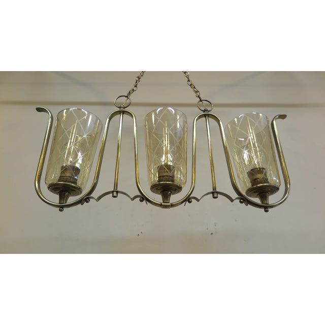 Mid-Century Modern 1950s Mid-Century French Horizontal Chandelier in the Style of Jean Royere For Sale - Image 3 of 13