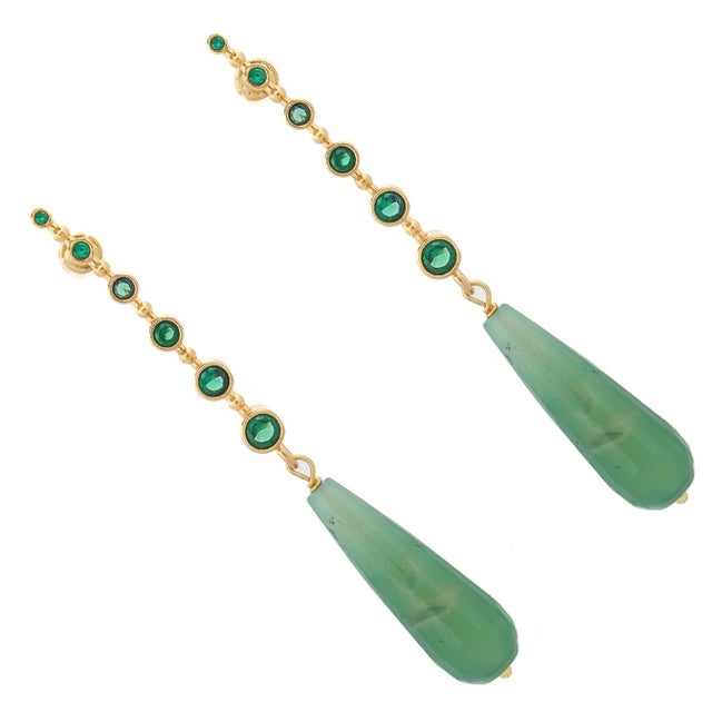 Mystic Energy Jade Teardrop Earrings, A Pair For Sale In Miami - Image 6 of 8