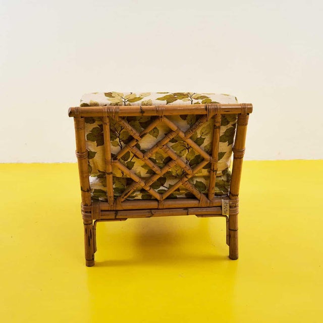 Vintage Rattan Armchair with Floral Cushions For Sale - Image 4 of 6