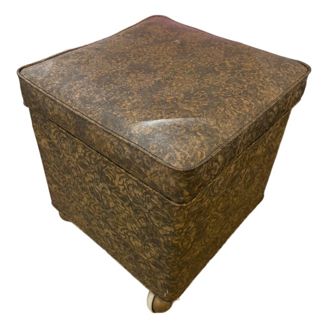 Vintage Sewing Ottoman Is a Unique Piece of Mid-Century Furniture For Sale