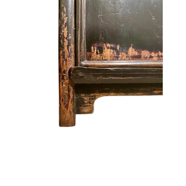 19th Century Chinese Black Lacquered Scholars Cabinet Armoire For Sale - Image 4 of 9