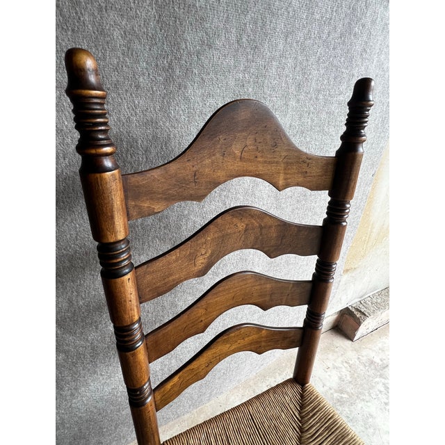 Vintage Pair of French Country Ladder Back Rush Seat Chairs For Sale In Washington DC - Image 6 of 12