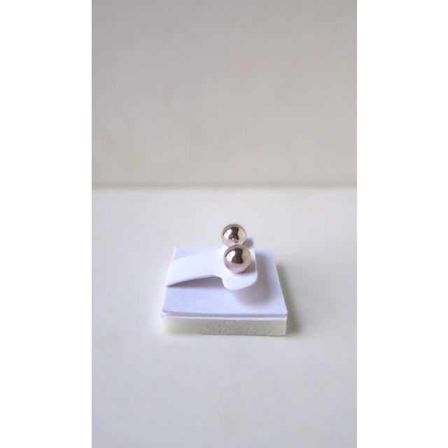 Silver Sterling Silver Ball Earrings, in the Style of Tiffany & Co., Pair, Circa Late-20th Century For Sale - Image 8 of 14