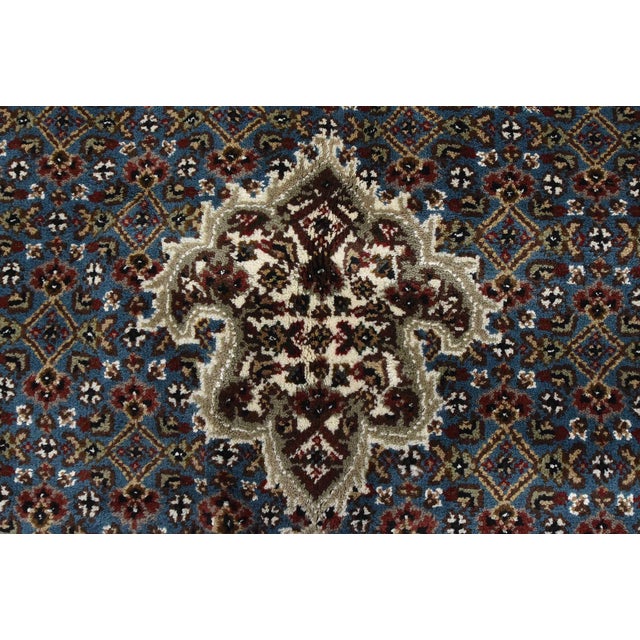 Tabriz Mahi Rug 9′ X 9’1” Blue Wool Traditional Hand-Knotted Oriental Carpet For Sale - Image 10 of 15