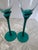 Mid-Century Modern Vintage Libbey Domaine Teal Green Petal Stem Tall Champagne Flutes - Pair 9.75” For Sale - Image 3 of 10