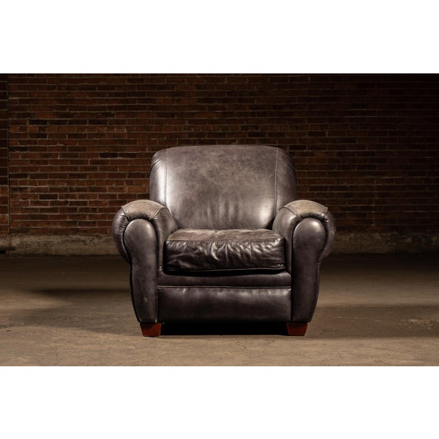 Vintage Leather Lounge Armchair in Black by Klaussner For Sale - Image 4 of 9