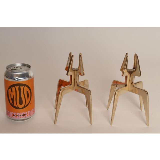 Pair of Sculptural Vintage Brutalist Candle Holders in Polished Brass For Sale In New York - Image 6 of 13