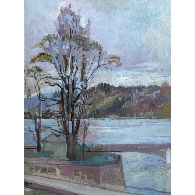 Helène Hantz, L'Ile Rousseau, Pont du Mont-Blanc et lac à Genève, Oil on canvas For Sale - Image 8 of 8