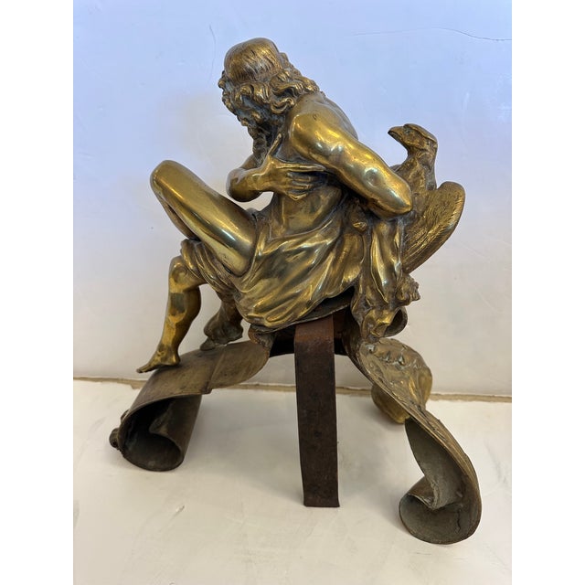Antique Bronze Figural Andirons -a Pair For Sale - Image 14 of 16