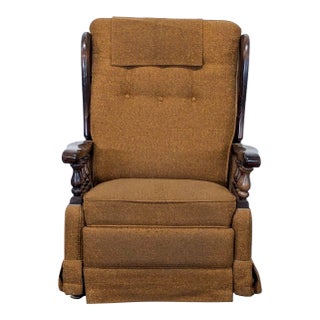 Vintage Mid-Century Platform Rocker Recliner With Wood Spindle Arms For Sale