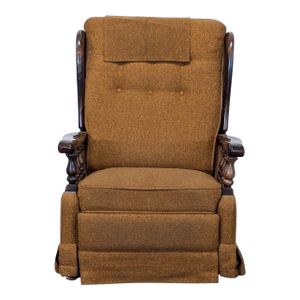 Vintage Mid-Century Platform Rocker Recliner With Wood Spindle Arms