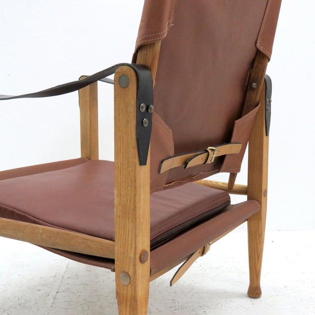 Burgundy Safari Chair by Kaare Klint, 1969 For Sale - Image 8 of 10