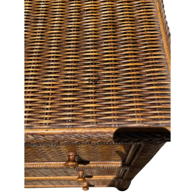 Late 20th Century Pair Lexington Wicker Bachelor Chests. Island Style. For Sale - Image 11 of 11