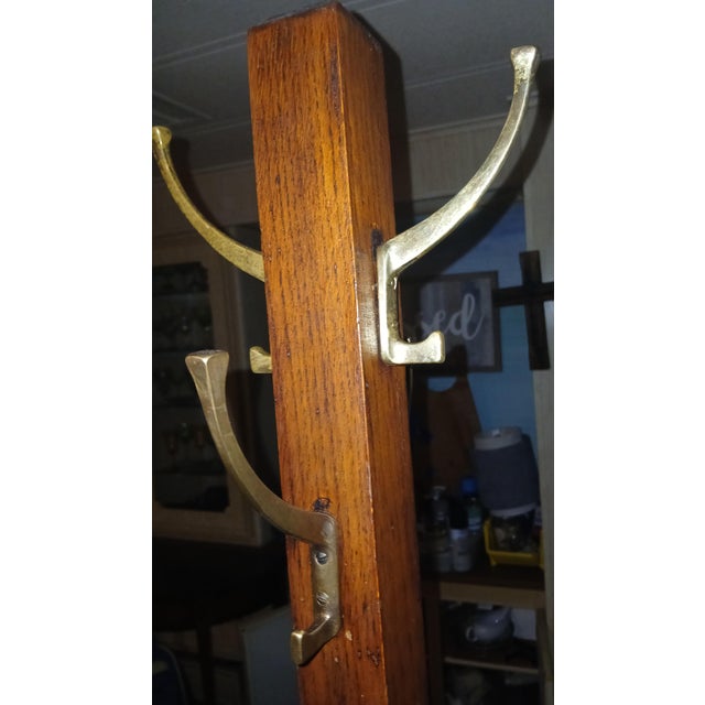 Antique Arts & Crafts Mission Style Quartersawn Oak Coat Rack Hall Tree For Sale - Image 14 of 14