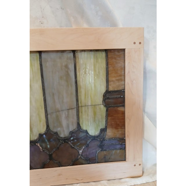 Early 20th Century Antique Willet Studio Slag Glass Window Panel in Hand-Crafted Maple Frame – Piece 1 of 2 For Sale - Image 5 of 12