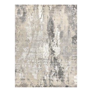 Exquisite Rugs Cosmo Hand-Knotted New Zealand Wool & Bamboo Silk Silver/Gray/Ivory Rug-8'X10' For Sale