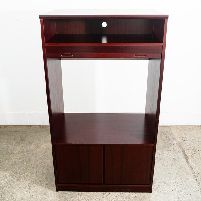 1960s Mid Century Danish Modern Cabinet Media Rosewood Tambour Door Low Tall Denmark For Sale - Image 12 of 12