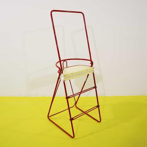 Red Red Metal Step Stool with White Plastic Seat from Norda For Sale - Image 8 of 12