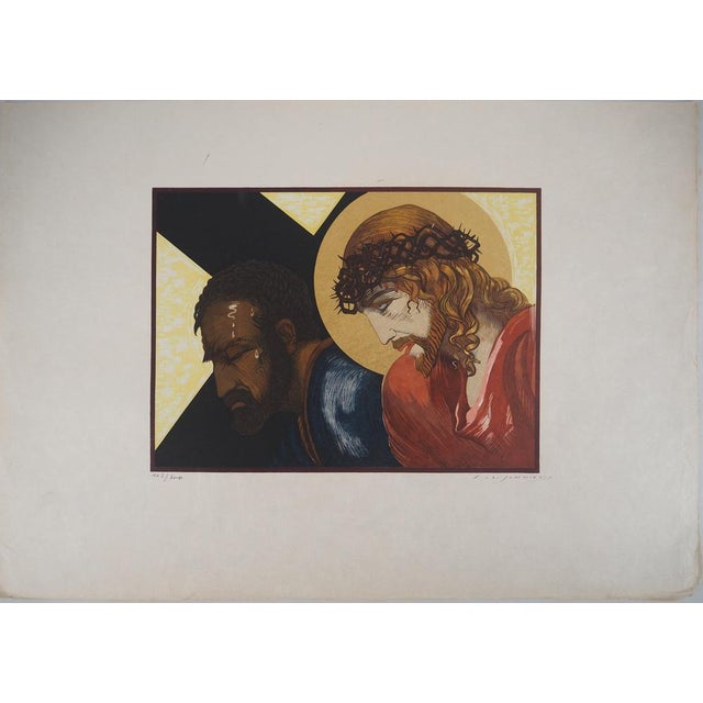 François-Louis Schmied, Christ on the Stations of the Cross (Towards Golgotha), Early 20th Century, Woodcut For Sale - Image 8 of 8