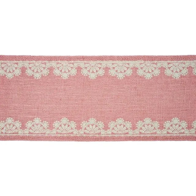 A rustic linen ground keeps intricate embroidered lacework from getting too precious on this gorgeously feminine accessory...