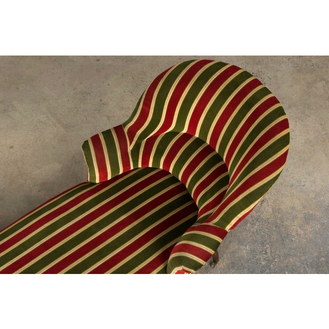 19th Century French Napoleon III Chaise Lounge in Striped Velvet For Sale - Image 9 of 12