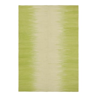 Rug & Kilim’s Contemporary Kilim in Beige & Green Stripes & Geometric Patterns For Sale