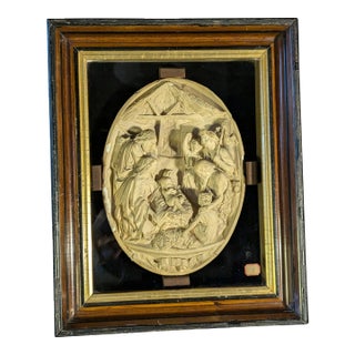 Mid 19th Century Plaster Bas-Relief Nativity by J. Fontana For Sale