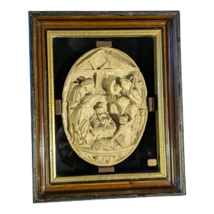 Mid 19th Century Plaster Bas-Relief Nativity by J. Fontana